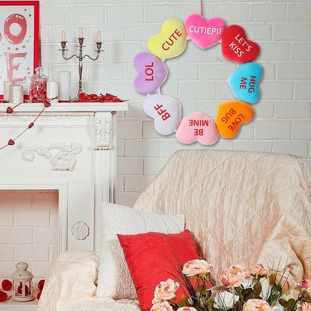 Festive 40cm Valentine Wreath with Soft Love Envelopes for Home Decoration - Picture 36 of 48