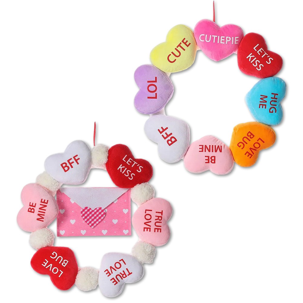 Festive 40cm Valentine Wreath with Soft Love Envelopes for Home Decoration - Picture 48 of 48