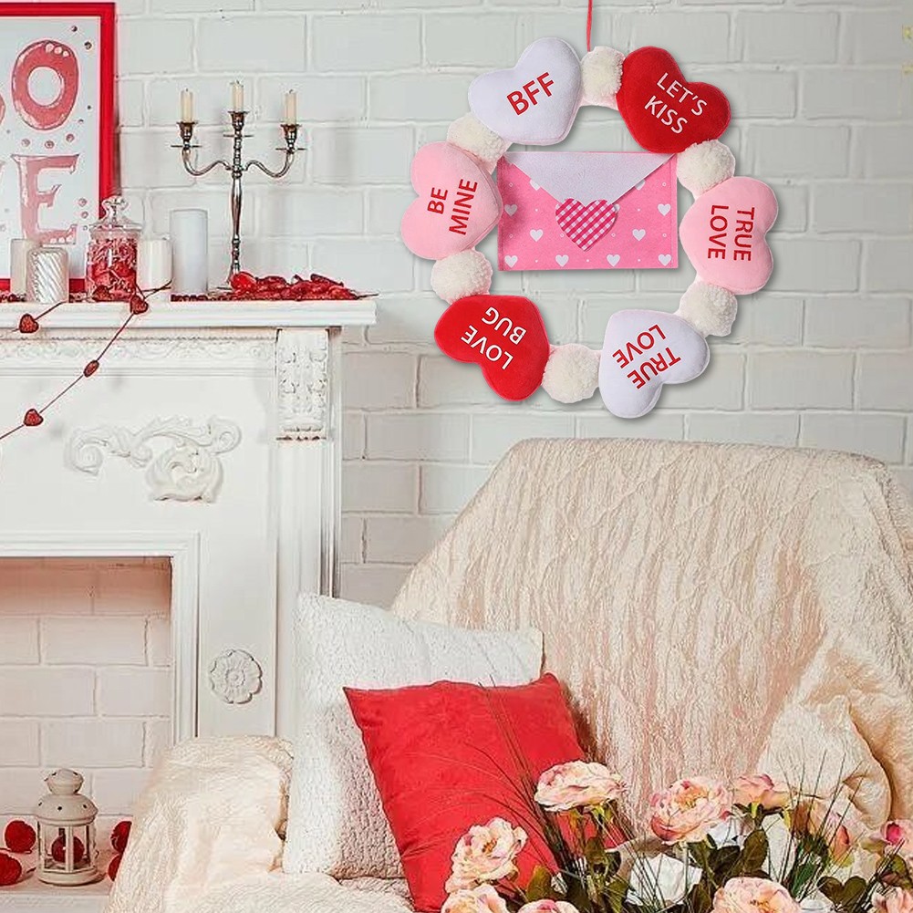 Festive 40cm Valentine Wreath with Soft Love Envelopes for Home Decoration - Picture 47 of 48