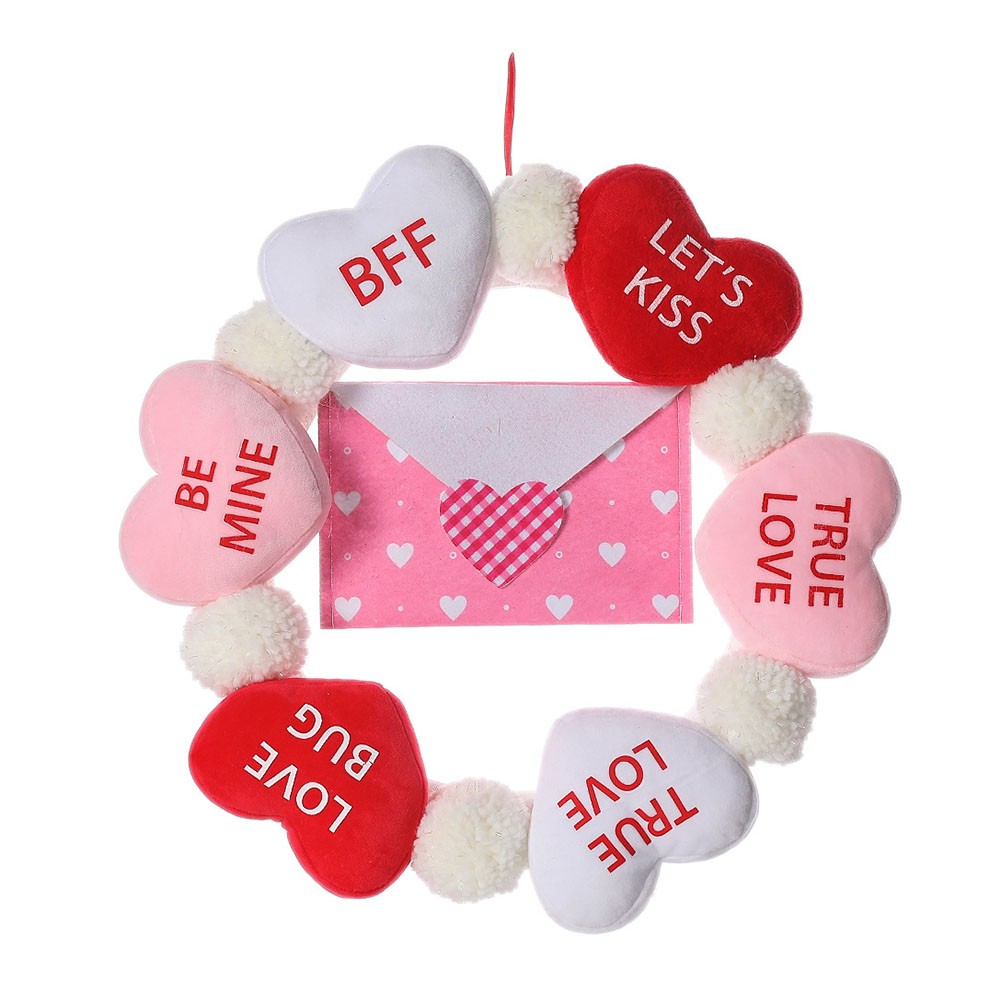 Festive 40cm Valentine Wreath with Soft Love Envelopes for Home Decoration - Picture 37 of 48
