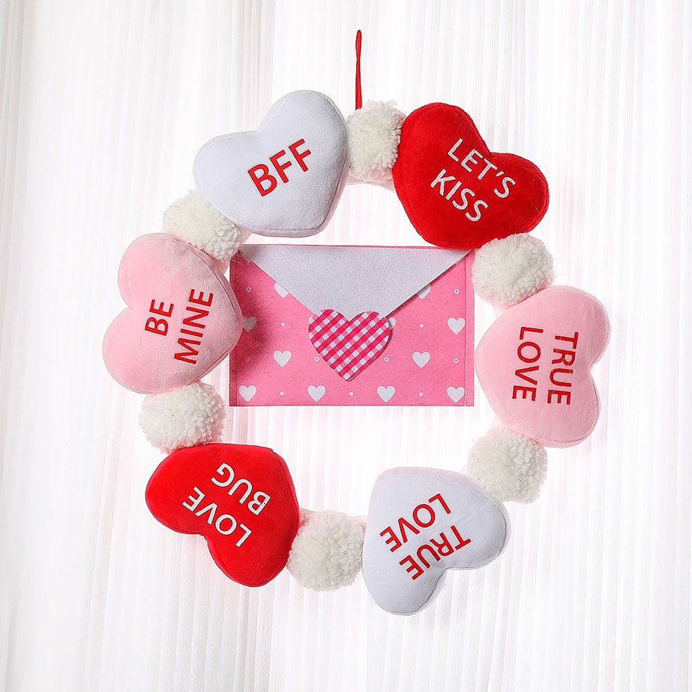 Festive 40cm Valentine Wreath with Soft Love Envelopes for Home Decoration - Picture 45 of 48