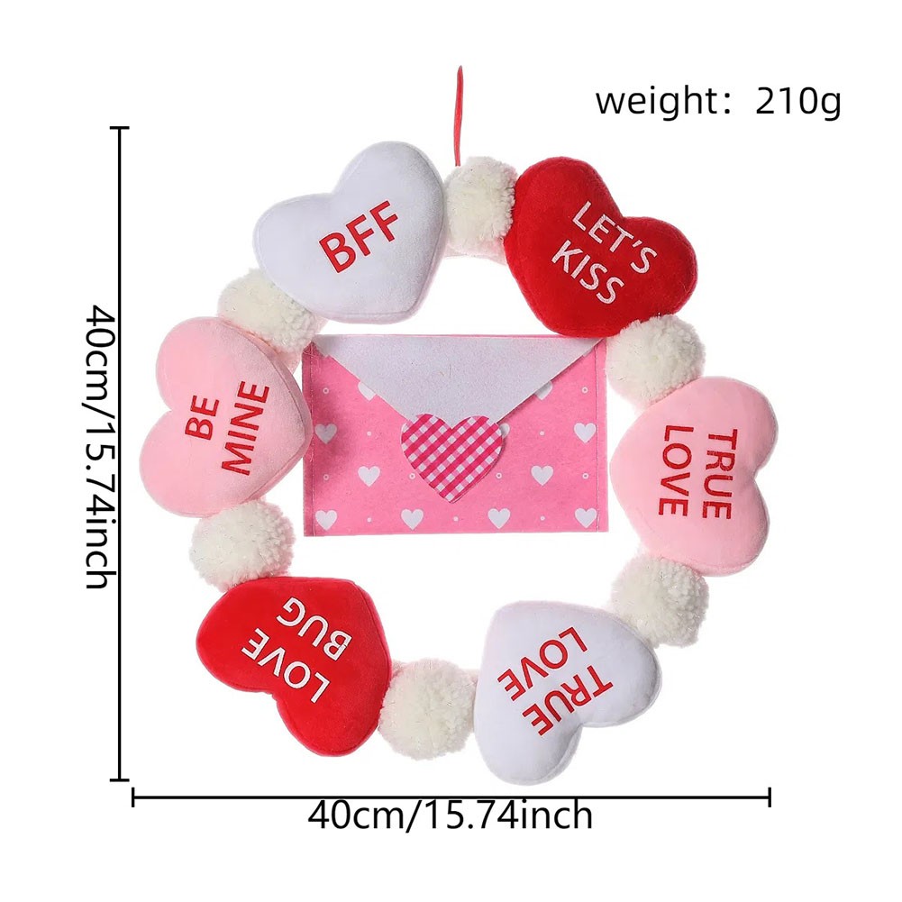 Festive 40cm Valentine Wreath with Soft Love Envelopes for Home Decoration - Picture 46 of 48