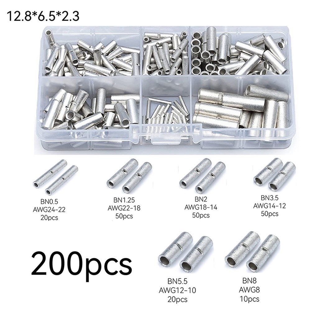 Sufficient Supply of Non Insulated Butt Connectors 200pcs Package Deal