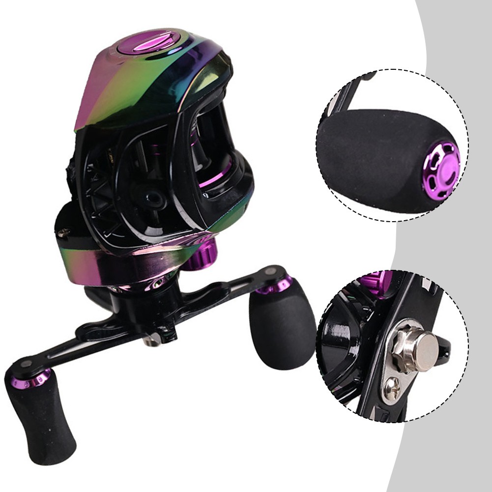 Sensitive Cast System Baitcasting Angelrolle achats in leuchtenden Regenbogenfarben