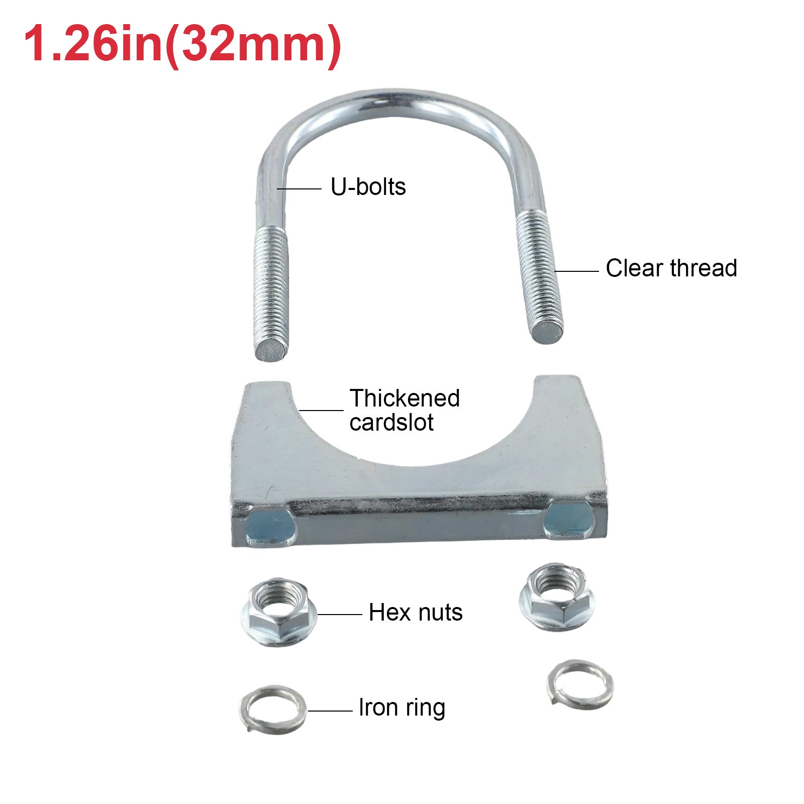 U Bolt Exhaust Clamp Set of 3 Heavy Duty Anticorrosion Stainless Steel - Picture 16 of 36