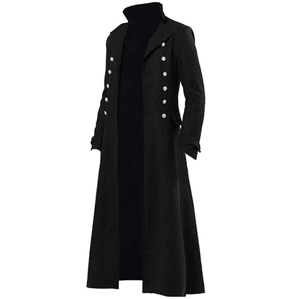 Steampunk Gothic Coat for Men with Slight Stretch Fabric and Solid Color - Picture 16 of 61