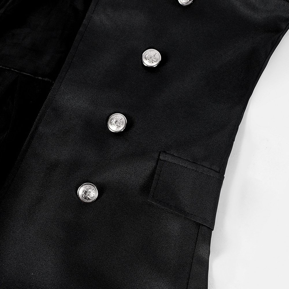 Steampunk Gothic Coat for Men with Slight Stretch Fabric and Solid Color - Picture 19 of 61