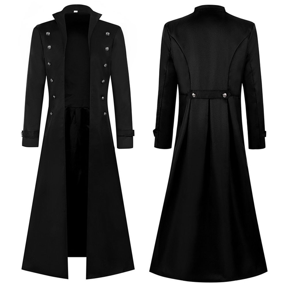 Steampunk Gothic Coat for Men with Slight Stretch Fabric and Solid Color - Picture 13 of 61
