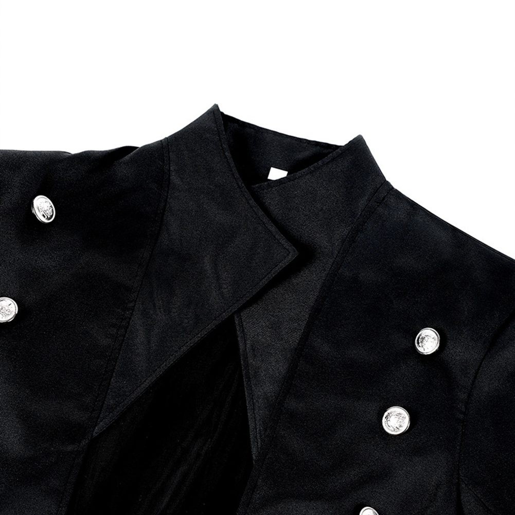 Steampunk Gothic Coat for Men with Slight Stretch Fabric and Solid Color - Picture 15 of 61