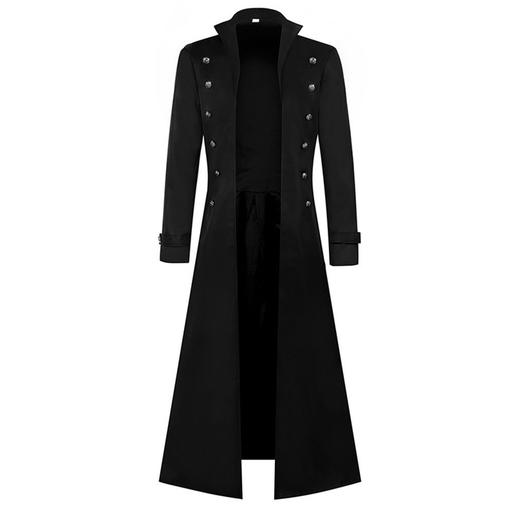 Steampunk Gothic Coat for Men with Slight Stretch Fabric and Solid Color - Picture 14 of 61