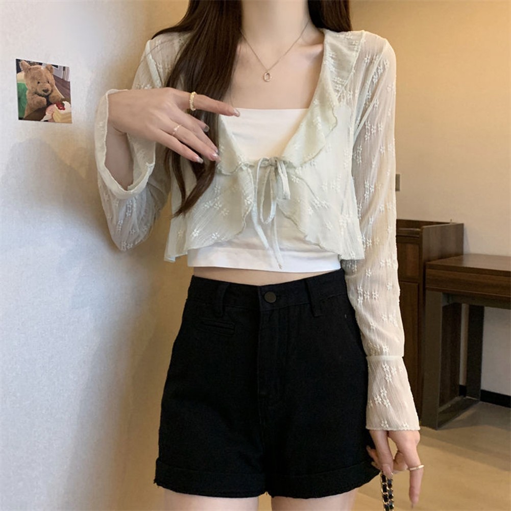 Womens Casual Blouse featuring Elegant Shawl Style and Charming Ruffle Details - Picture 22 of 22