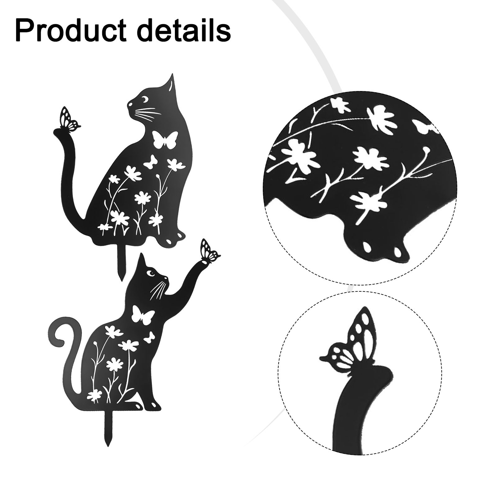 2PCS Chat Décoration Métal pour Jardin Unique Sol vente Insertion Art pour Extérieur