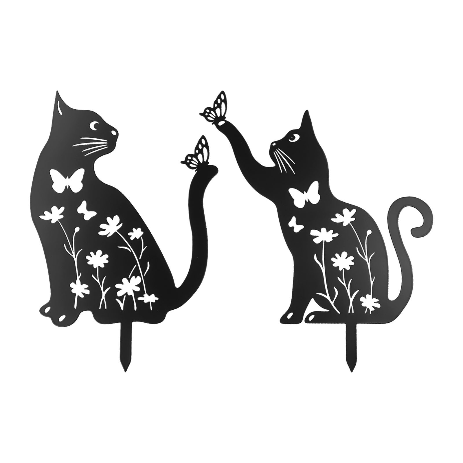 2PCS Chat Décoration Métal pour Jardin Unique Sol vente Insertion Art pour Extérieur