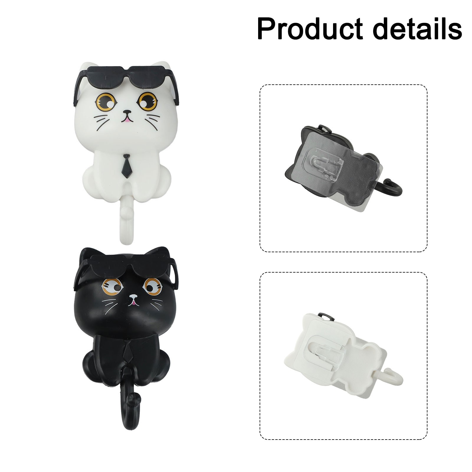 Fun Decorative Cat Coat Hooks with Sunglasses Perfect for Any Room Setup - Afbeelding 9 van 12