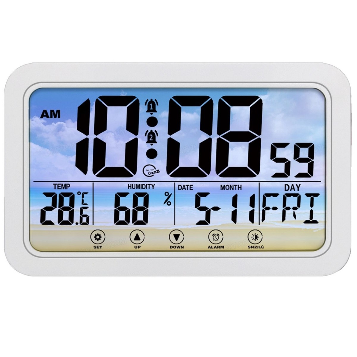 Elegante reloj digital de diseño moderno con calendario e indicador de temperatura - Imagen 36 de 37