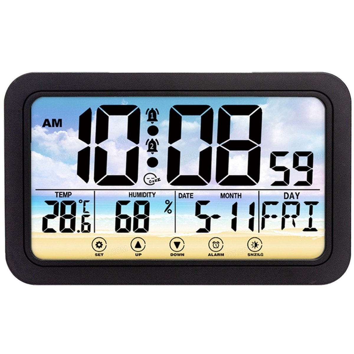 Elegante reloj digital de diseño moderno con calendario e indicador de temperatura - Imagen 37 de 37