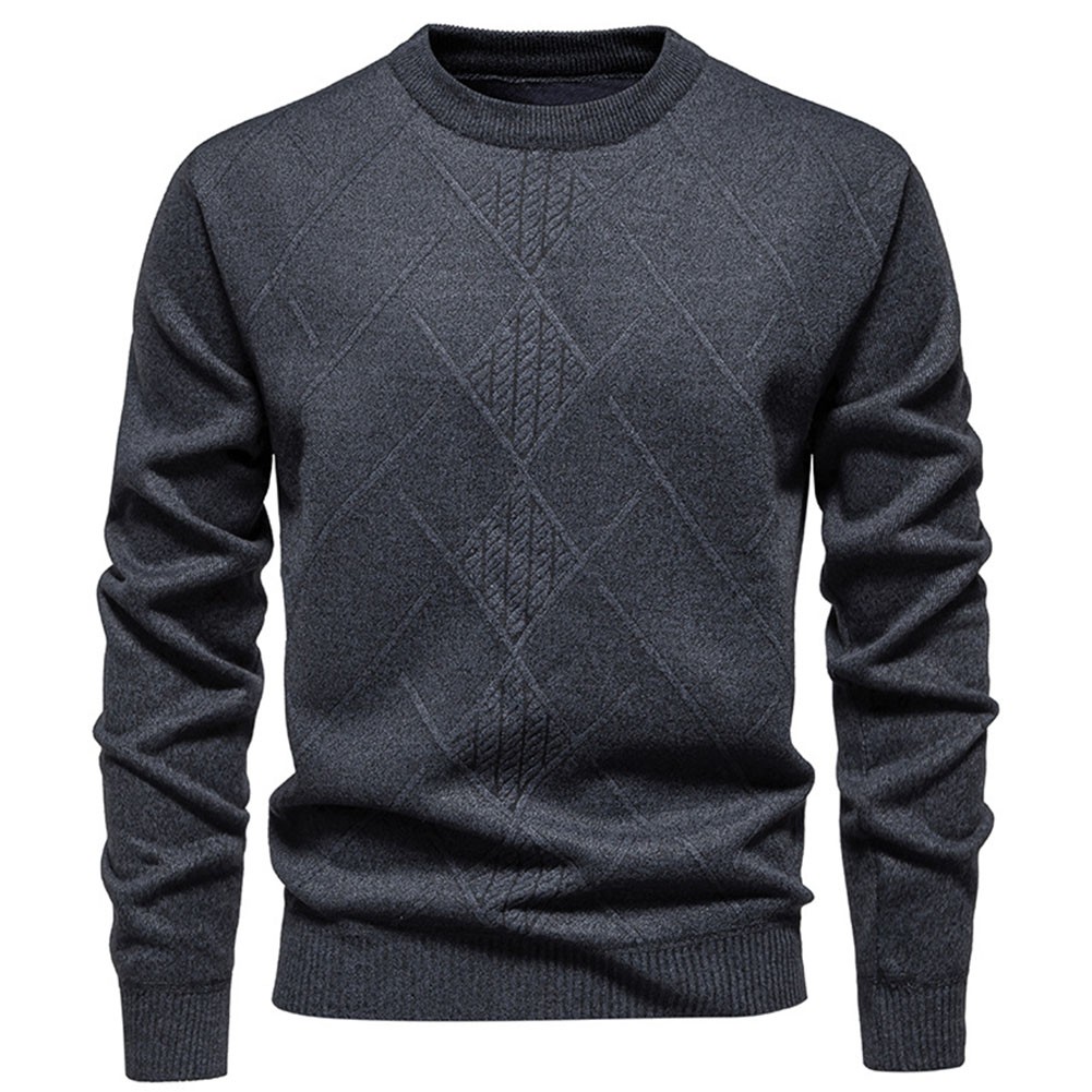Trendy Solid Color Mens Sweater with Slight Stretch Perfect for Layering