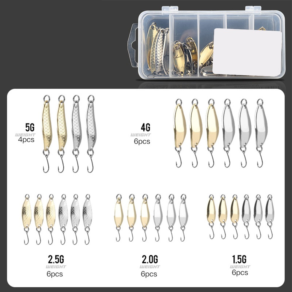 Conveniently Packaged 28PCS Fishing Spinner Lures Set in Sturdy Plastic Box - Zdjęcie 6 z 10