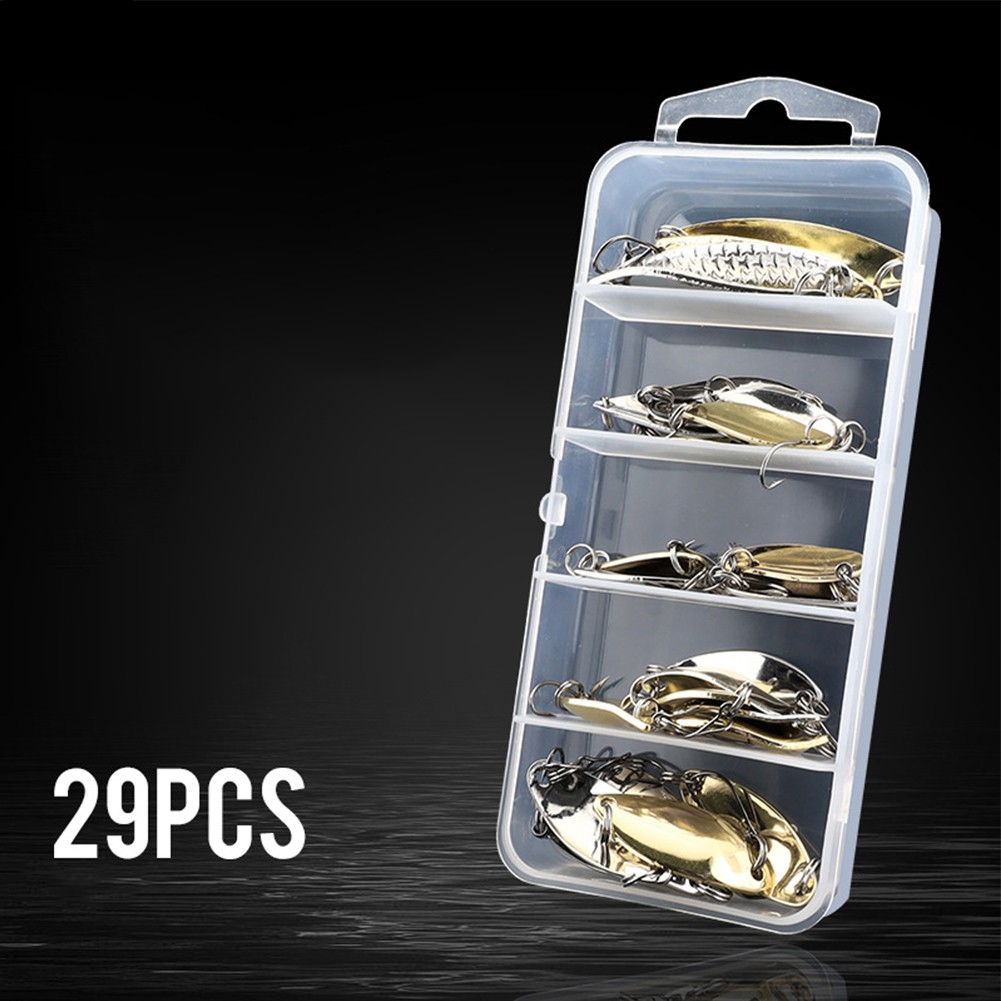Conveniently Packaged 28PCS Fishing Spinner Lures Set in Sturdy Plastic Box - Zdjęcie 7 z 10