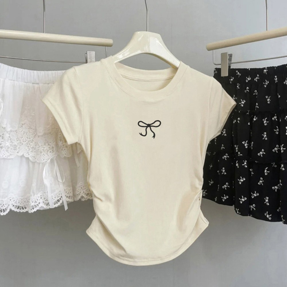 Womens Trendy Top with Short Sleeves and Pleats Suitable for Any Season - Picture 13 of 16
