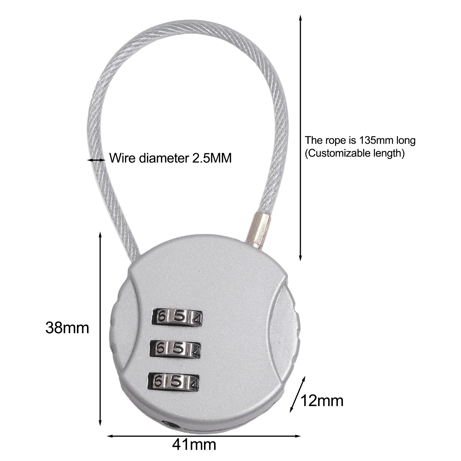 3 Digit Combination Padlock for Gym Lockers Travel Luggage and Bicycles - Picture 25 of 42