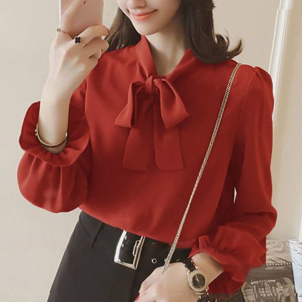 New Stylish Fashion Going Out Shirt Shirt Bow Casual Vintage Long Sleeve - Picture 14 of 40