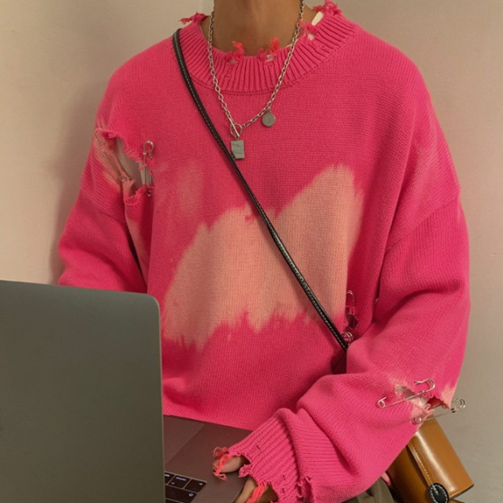 Men's Stylish O Neck Knit Sweater with Tie Dye Pattern for Casual Days - Picture 20 of 52