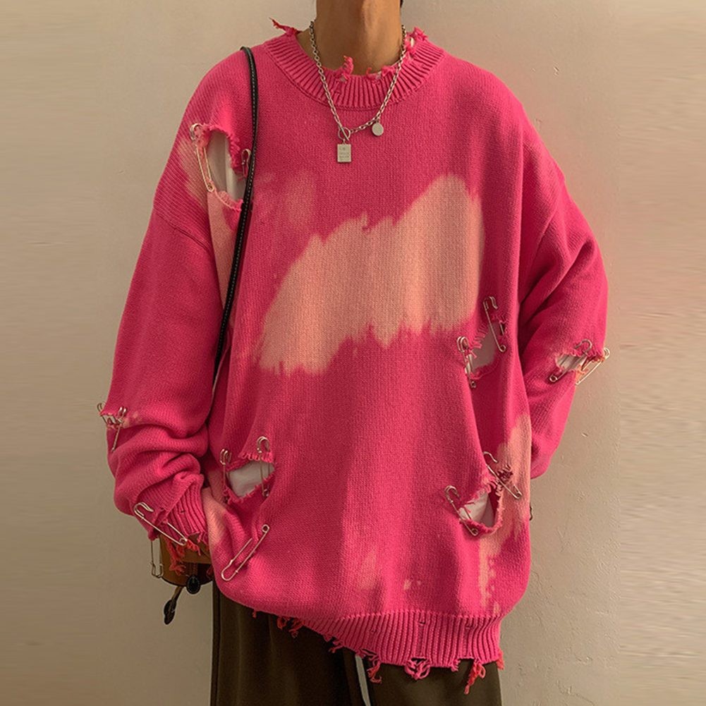 Men's Stylish O Neck Knit Sweater with Tie Dye Pattern for Casual Days - Picture 13 of 52