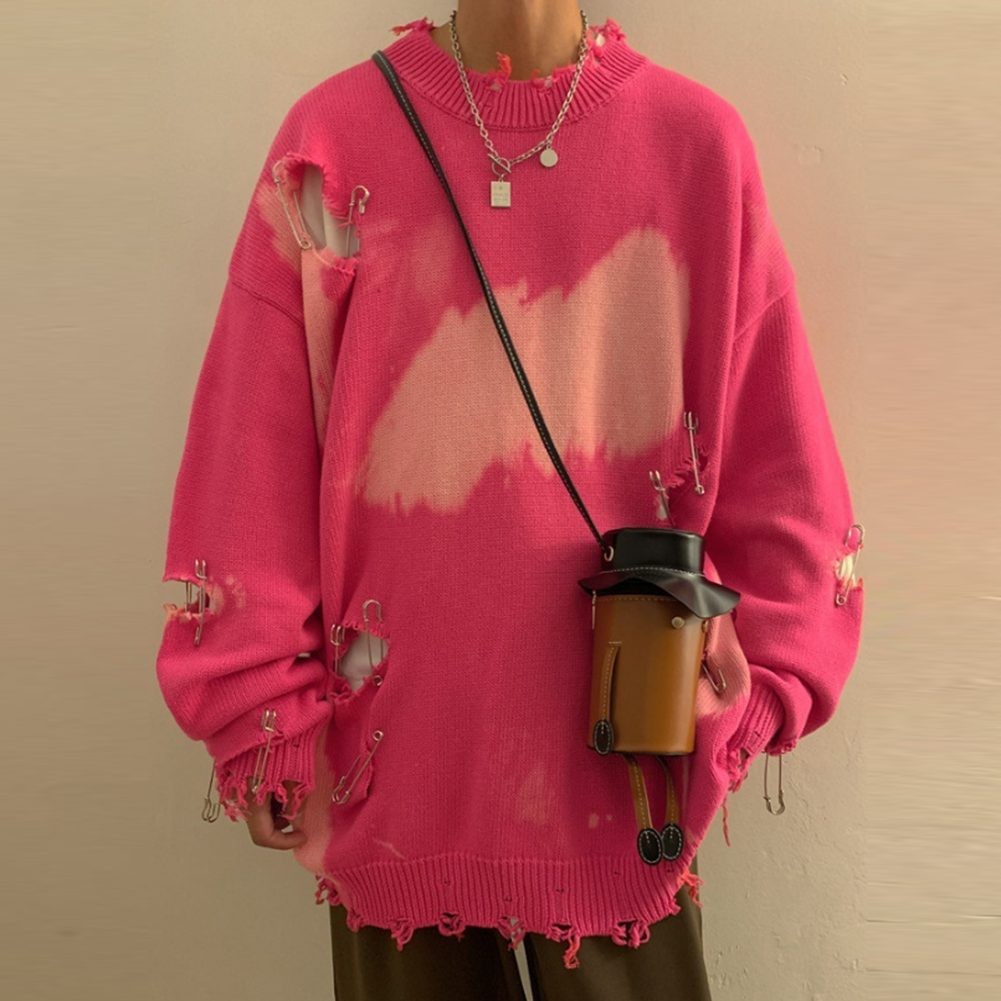 Men's Stylish O Neck Knit Sweater with Tie Dye Pattern for Casual Days - Picture 17 of 52