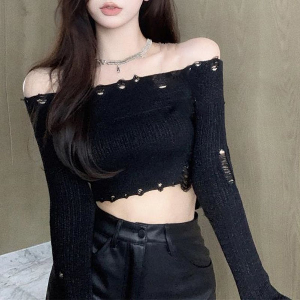 Fashion Forward Ripped Off Shoulder Casual Sweatshirt Style for Ladies - Picture 22 of 25