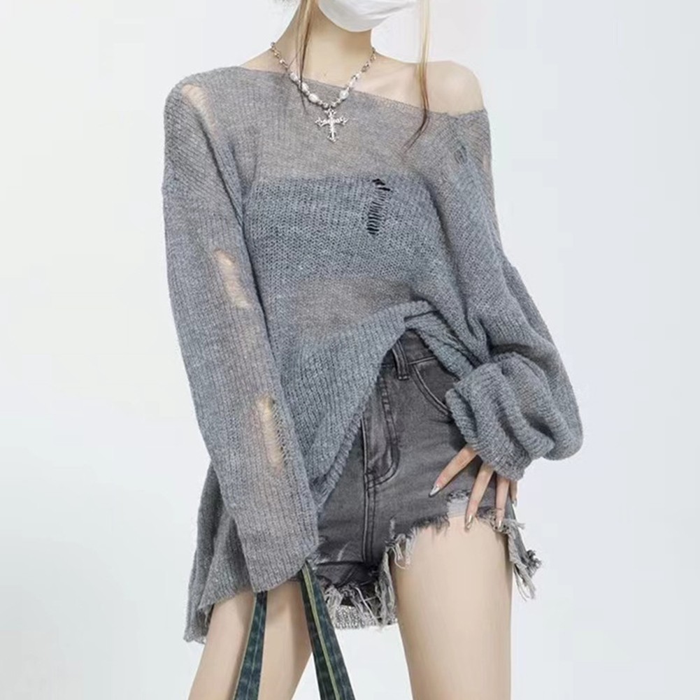 Sleek Off Shoulder Women's Sweater Crafted from Soft Polyester Material - Picture 15 of 17