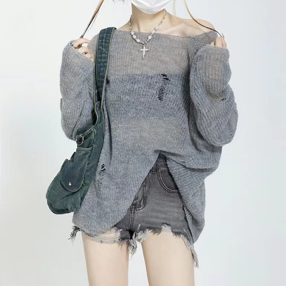 Sleek Off Shoulder Women's Sweater Crafted from Soft Polyester Material - Picture 16 of 17