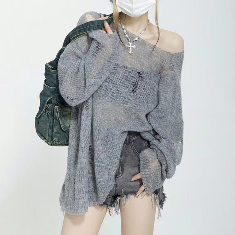 Sleek Off Shoulder Women's Sweater Crafted from Soft Polyester Material - Picture 13 of 17