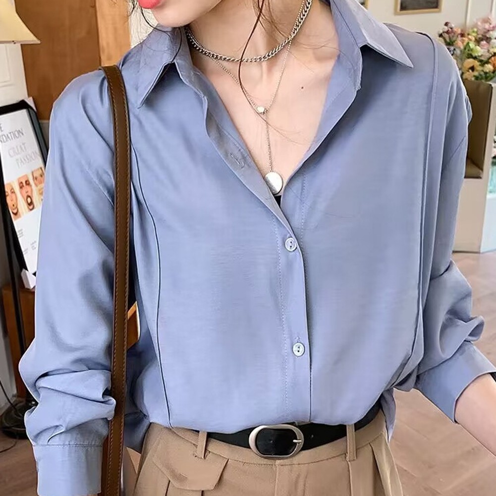Womens Classic Long Sleeve Casual Shirts Stylish and Functional Design - Picture 14 of 42