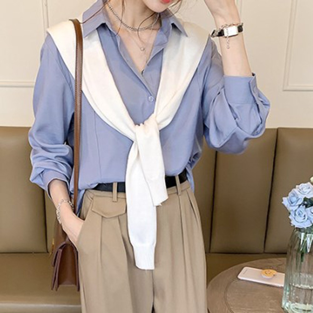 Womens Classic Long Sleeve Casual Shirts Stylish and Functional Design - Picture 17 of 42