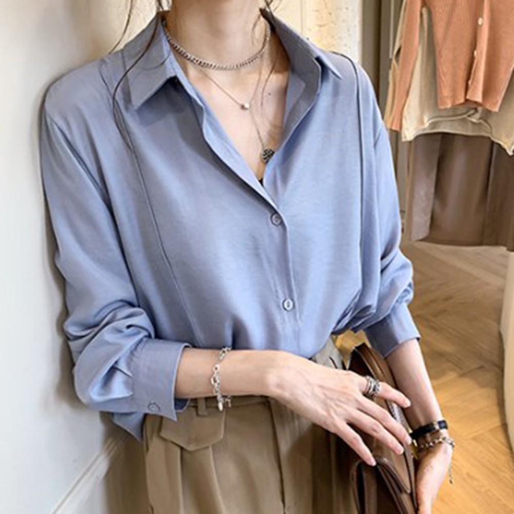 Womens Classic Long Sleeve Casual Shirts Stylish and Functional Design - Picture 15 of 42