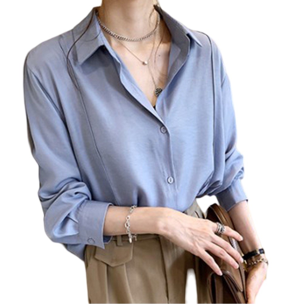 Womens Classic Long Sleeve Casual Shirts Stylish and Functional Design - Picture 13 of 42