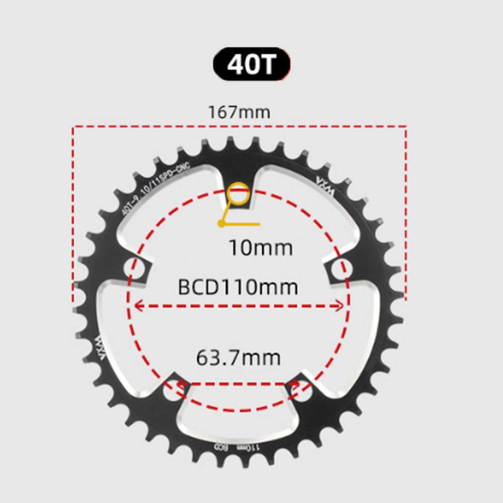 Narrow Wide Chainring for Road Bike 110BCD 5 Bolts Available in 36T 38T 40T