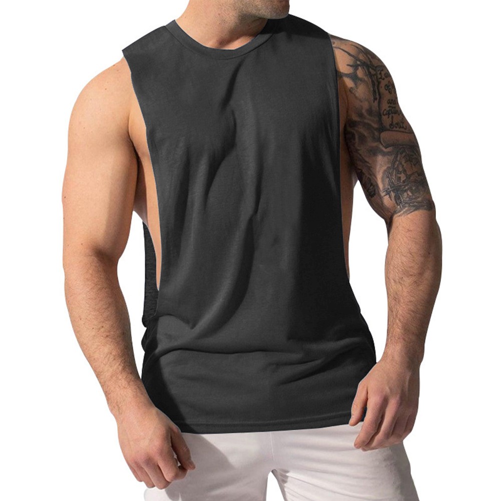 Men's Bodybuilding Gym Muscle Workout Tank Top Sleeveless Vest Tshirt Navy Blue - Picture 9 of 12