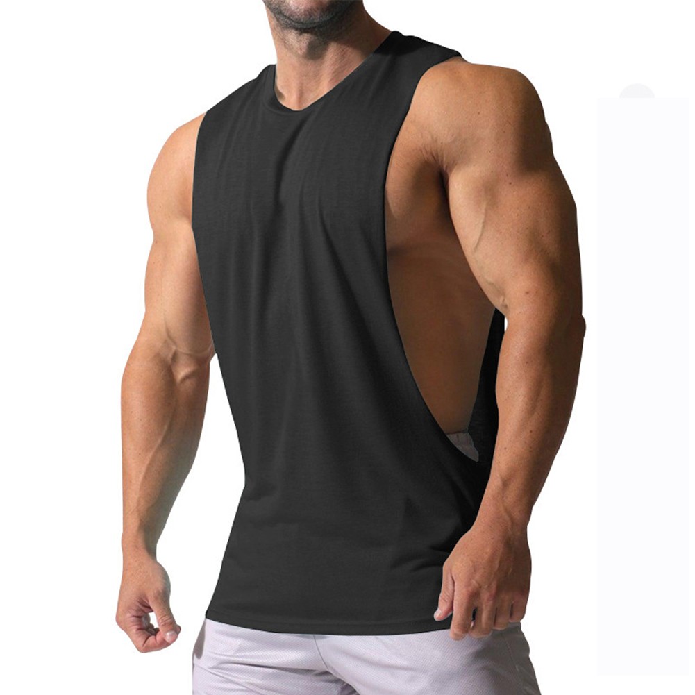 Men's Bodybuilding Gym Muscle Workout Tank Top Sleeveless Vest Tshirt Navy Blue - Picture 10 of 12