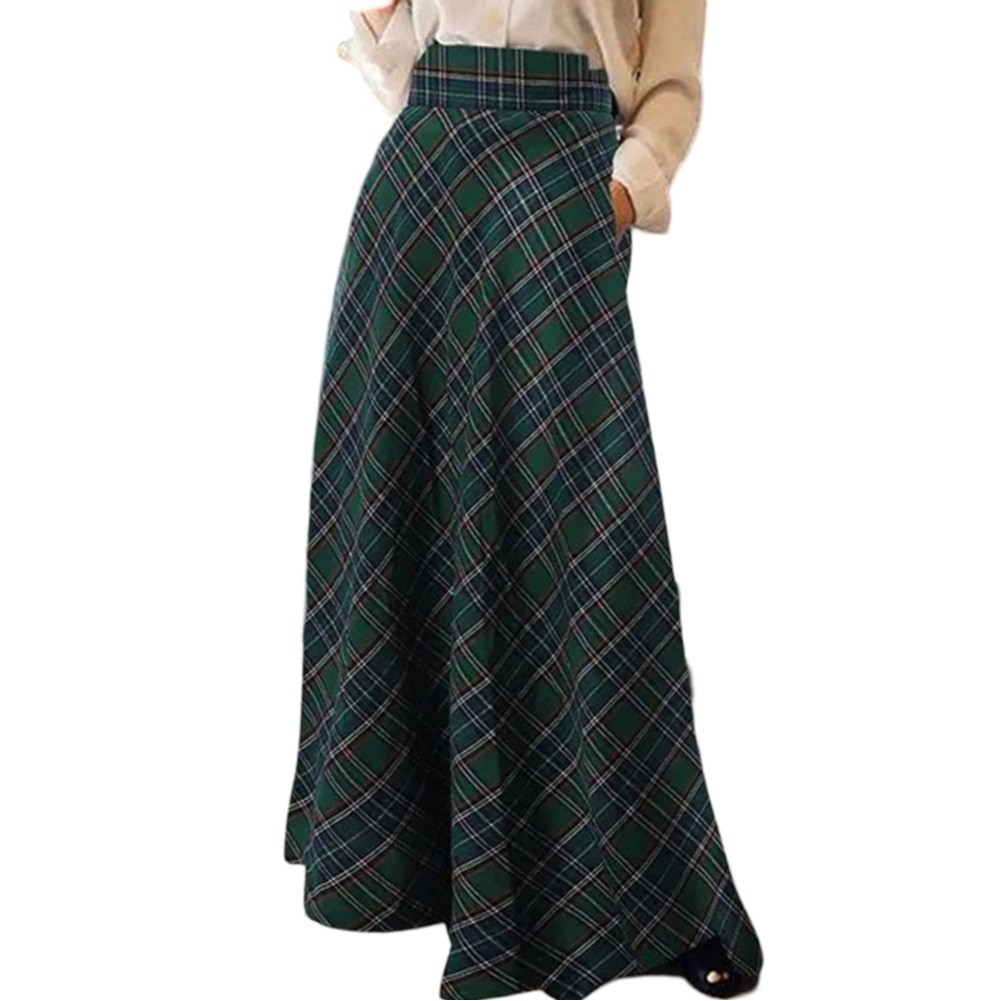 Comfortable All Day Wear Womens Casual Maxi Skirt in Classic Plaid Print - Picture 13 of 24
