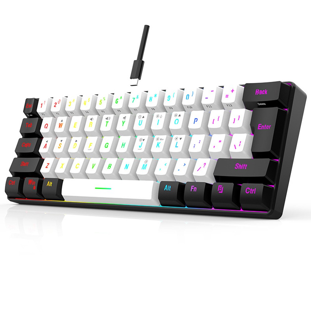 Kompakte kabelgebundene Gaming Tastatur 60 mit RGB Hintergrundbeleuchtung und ergonomischem Design - Bild 13 von 13
