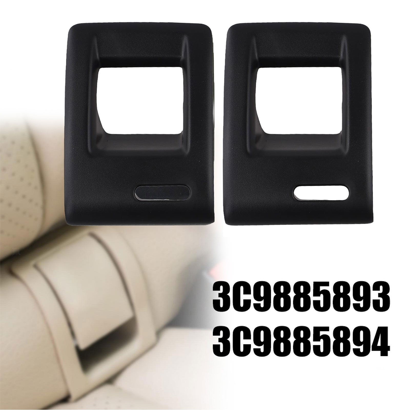 Sleek Black Plastic Car Rear Seats Down Lock Buckles Cover Panel ...