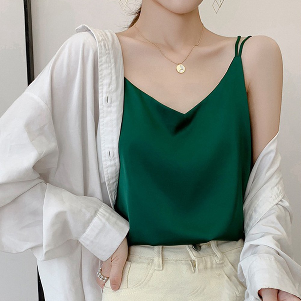 Sophisticated Womens Spaghetti Strap Camisole Ideal for Layering Outfits - Picture 14 of 30