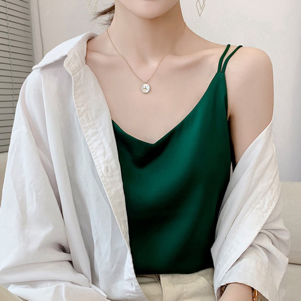 Sophisticated Womens Spaghetti Strap Camisole Ideal for Layering Outfits - Picture 15 of 30