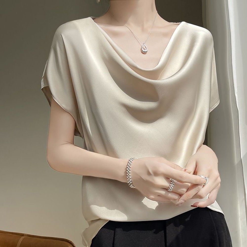 Everyday Essentials Womens Short Sleeve Satin T Shirt in Classic Colors - Picture 13 of 17