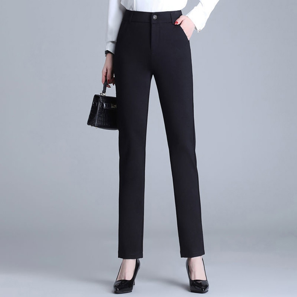 Trendige Damen Slim Fit High Waist Hose Essential Freizeit Straight Hose - Bild 14 von 33