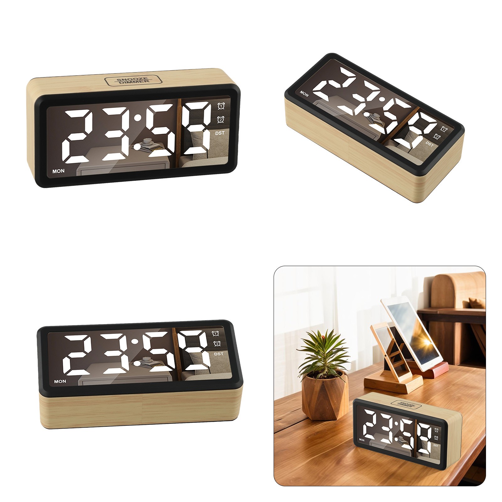 Sleek Compact Digital Alarm Clock Offering 5 Level Brightness Adjustment