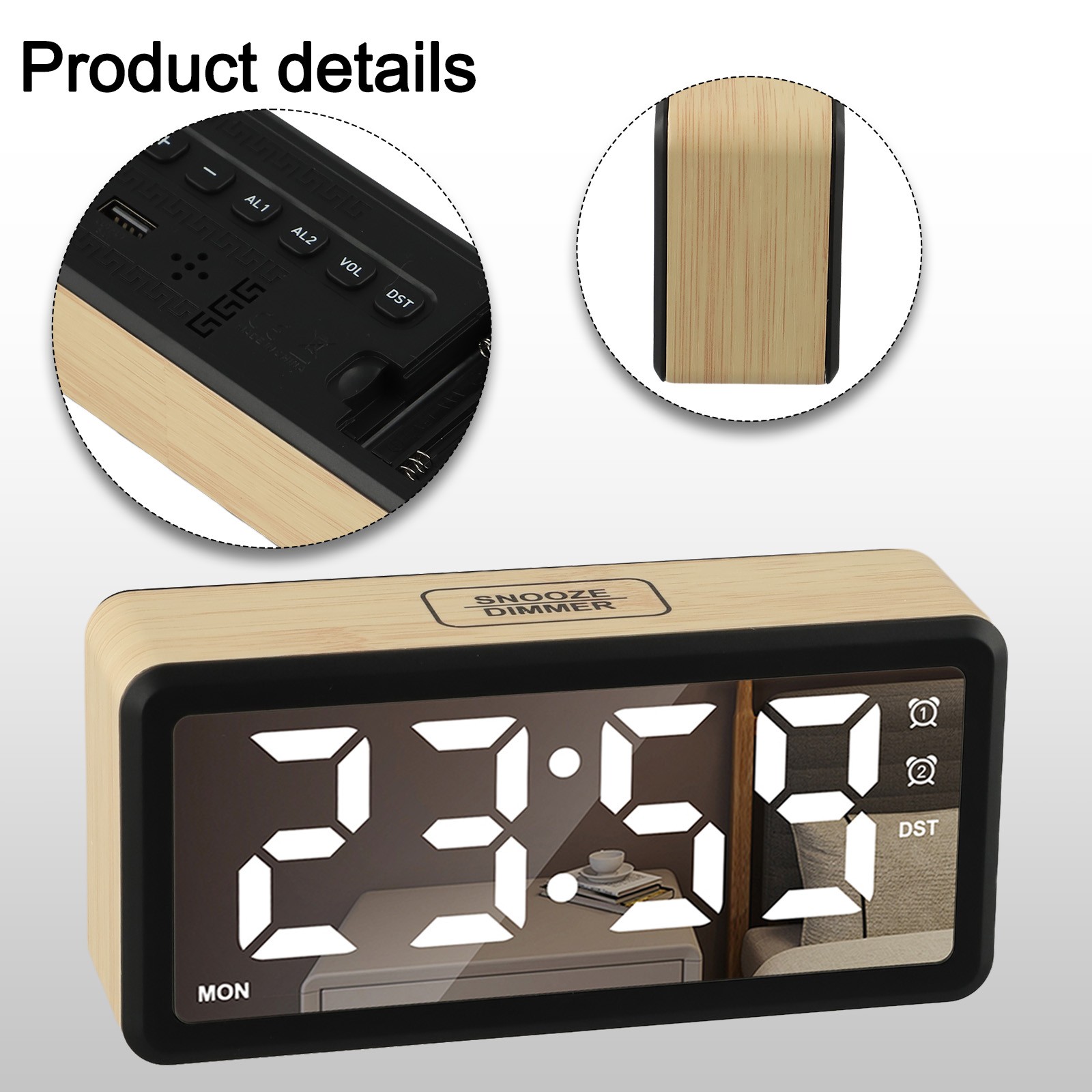 Sleek Compact Digital Alarm Clock Offering 5 Level Brightness Adjustment