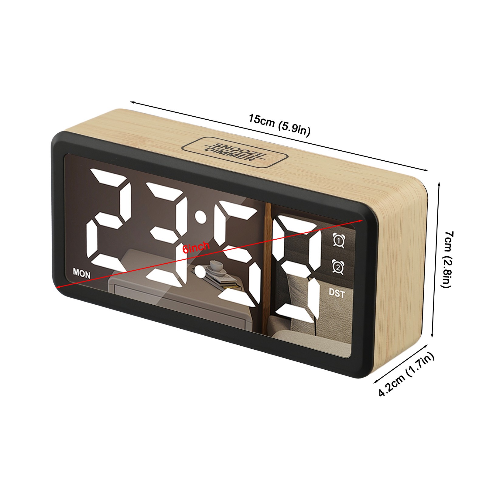 Sleek Compact Digital Alarm Clock Offering 5 Level Brightness Adjustment